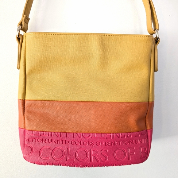 United Colors Of Benetton Yellow, Pink  And Orange Crossbody Bag ~ Like New - Picture 3 of 10